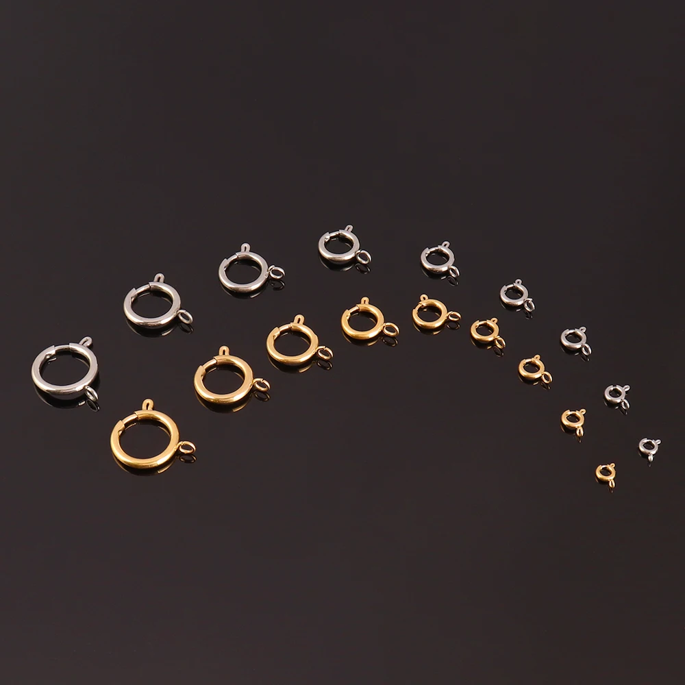 10Pcs Stainless Steel Springring Clasps for Jewelry Making