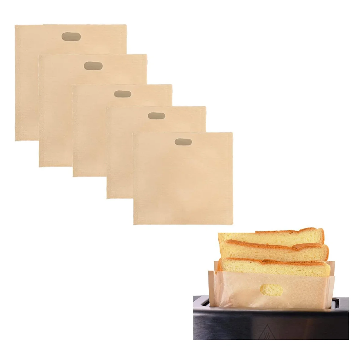 Reusable Toaster Bags Non-Stick Toasted Sandwich Bags, Plastic Bag for Sandwiches Easy to Open, Toastie Bags 10Pcs A