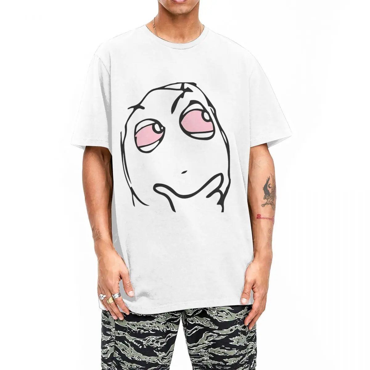 Casual RAGE COMIC Troll Face Be Me Pensive Red Eyes High Reaction Face T-Shirt Unisex O-neck Short Sleeve Clothing Cotton Summer