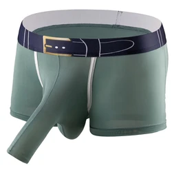 Ice Silk Elephant Trunk Panties Mens Comfort Breathable Underwear Bulge Pouch Briefs Shorts Underpants JJ Sleeves