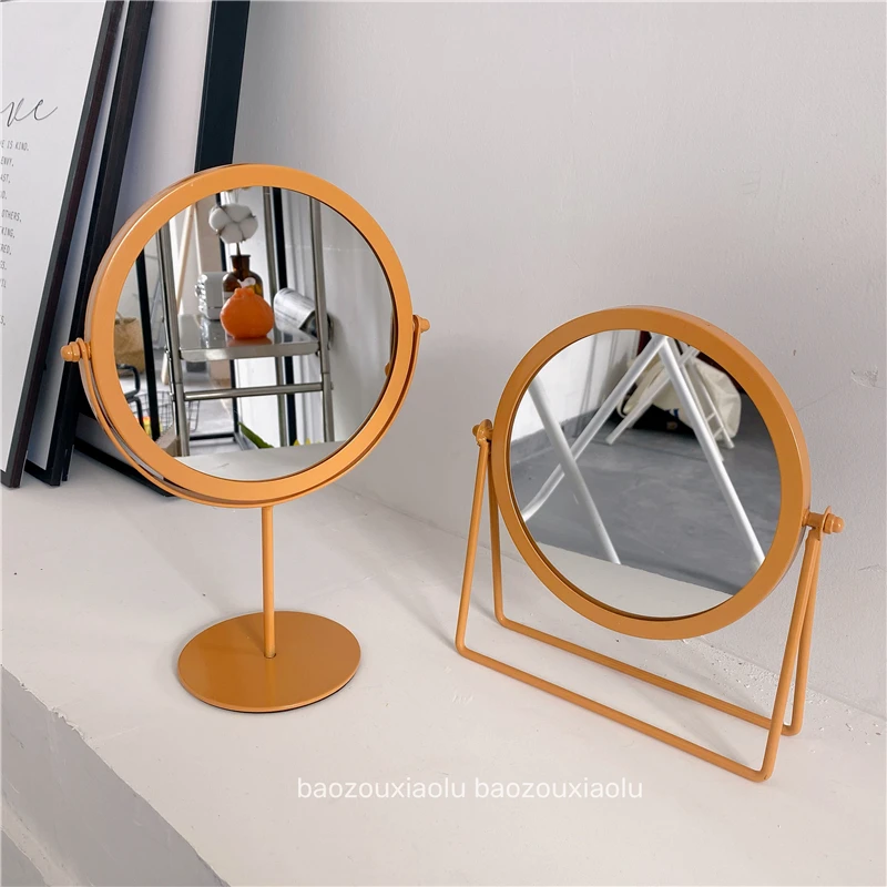 

Iron Art Hallway Dressing Mirror Round Black Nordic Small Makeup Metal Mirror Floor Modern Design Espelho Arabic Decoration