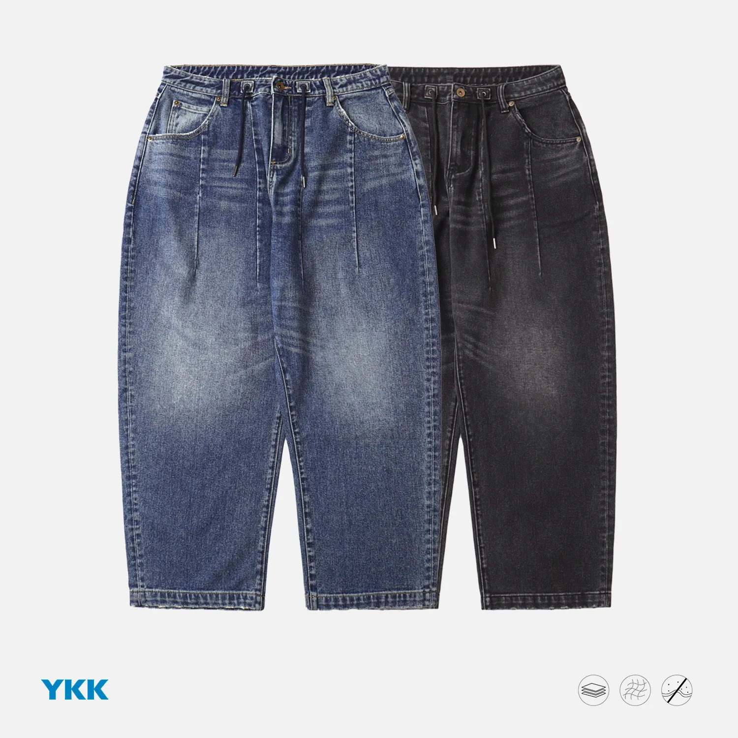 

Retro Waed Loose Fit Men's Jeans Lantern Bend Casual Straight Leg Blue Denim Trousers for Teenagers Autumn Season Chinese Made