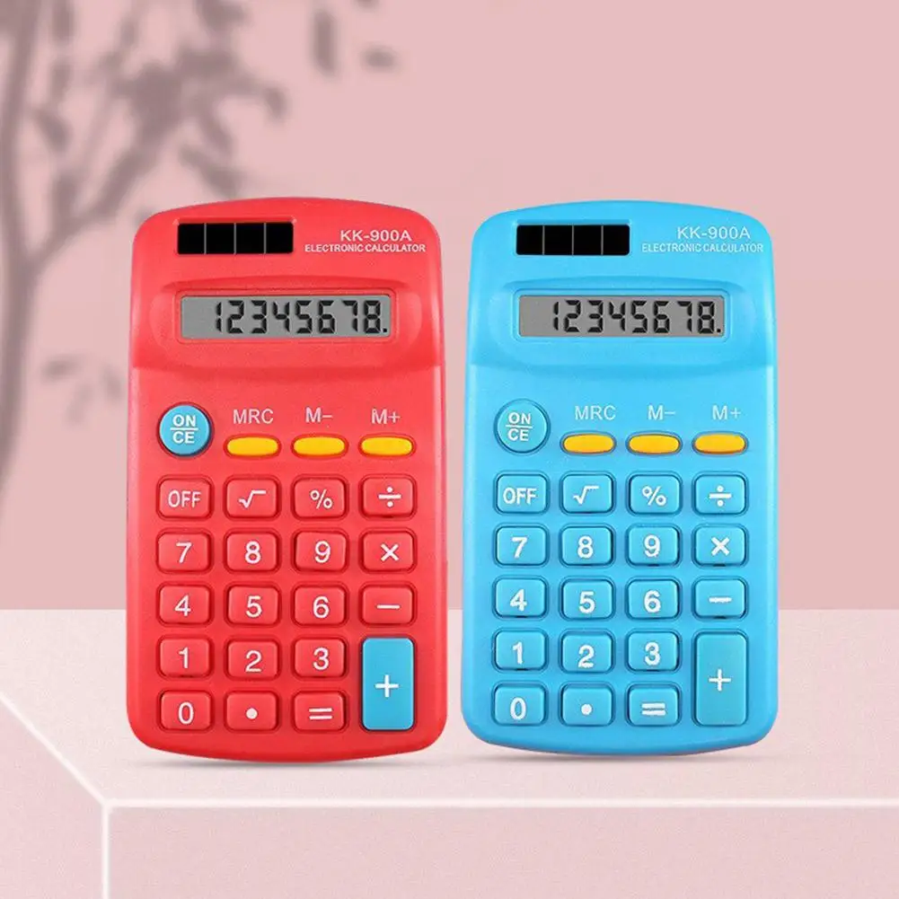 ﻿   آلة حاسبة بالطاقة الشمسية الصغيرة آلة حاسبة محمولة لطيف 8 أرقام LCD آلة حاسبة إلكترونية المنزل مكتب المدرسة الابتدائية التدريس المورد