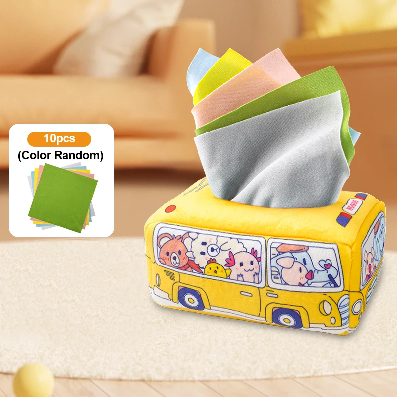 กระดาษเช็ดมือแบบฉีกสำหรับเด็ก กล่องกระดาษทิชชู่ ของเล่นเสริมพัฒนาการเด็กเล็ก ของเล่นผ้าเด็กแบบมอนเตสซอรี่