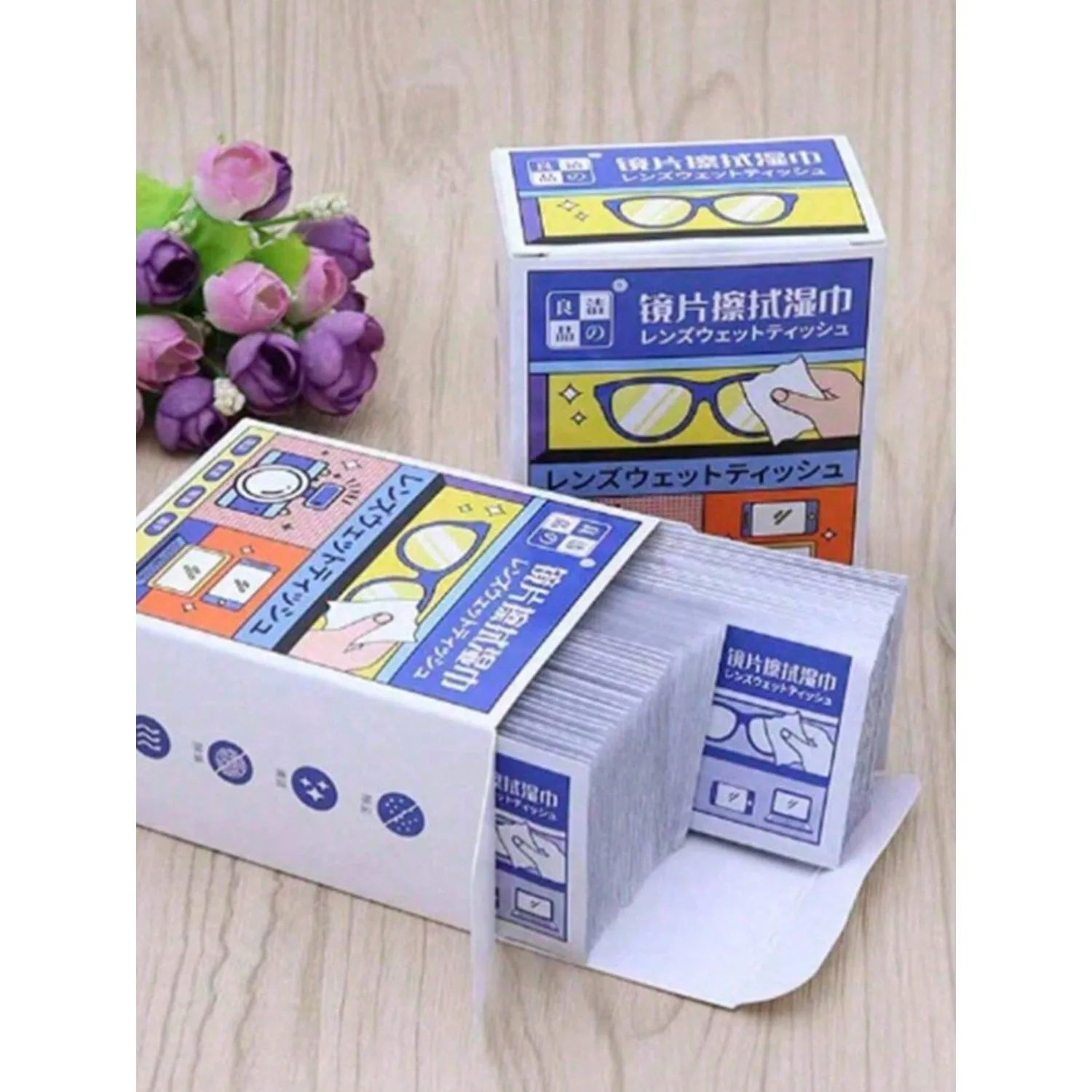 

Доставка по местности: упаковка из 100 портативных влажных салфеток, подходящих для очистки очков, мобильных телефонов и различных экранов!