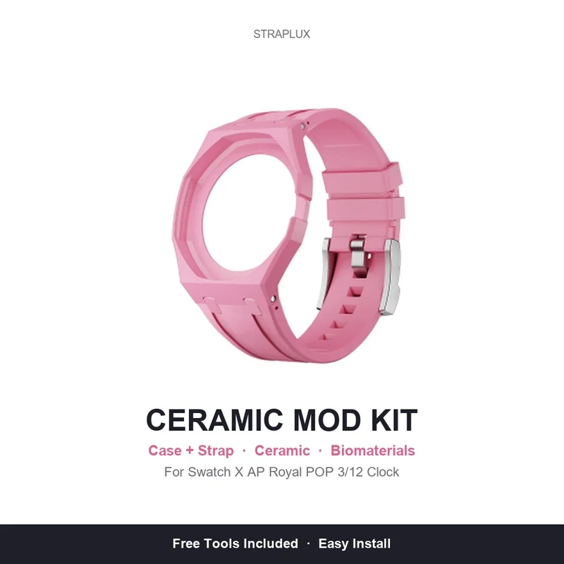 Soul Cool Premium Bioceramic Integrated Case Strap Mod Kit For Swatch x AP Royal Pop 3/12 Clock Pocket to Wristwatch Luxury Part