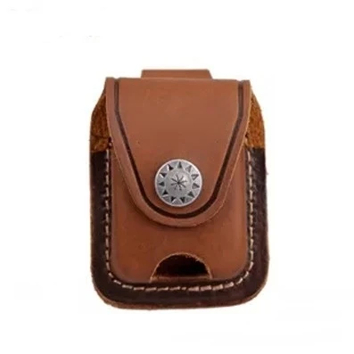 Hand-stitched Lighter Case Cowhide Leather Protective Sleeve Lighter Storage Holster for Zippo Lighter Shell Lighter Case