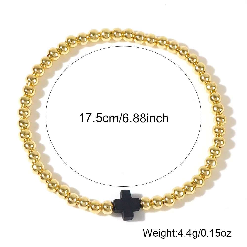 1PC Bohemian style women\'s bracelet with colorful cross copper beads and bead beads, suitable for layering and daily gift giving