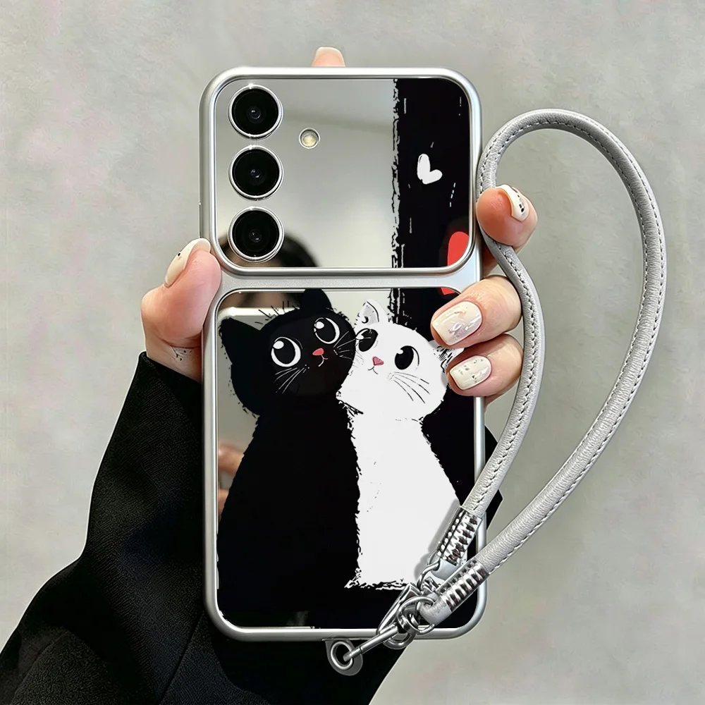 Make-up-Spiegel Katzen-Handyhülle für Samsung A57 5G A56 A55 A16 S26 Ultra S25 FE A54 A53 A37 A36 A17 A35 S24 S23 A07 A06 A26 Hülle