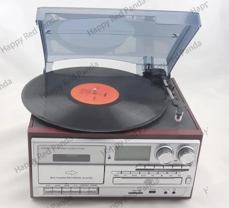 Multiple Function Turntable player Record player with 6 keys / USB/SD/CD Player/Radio/Cassette