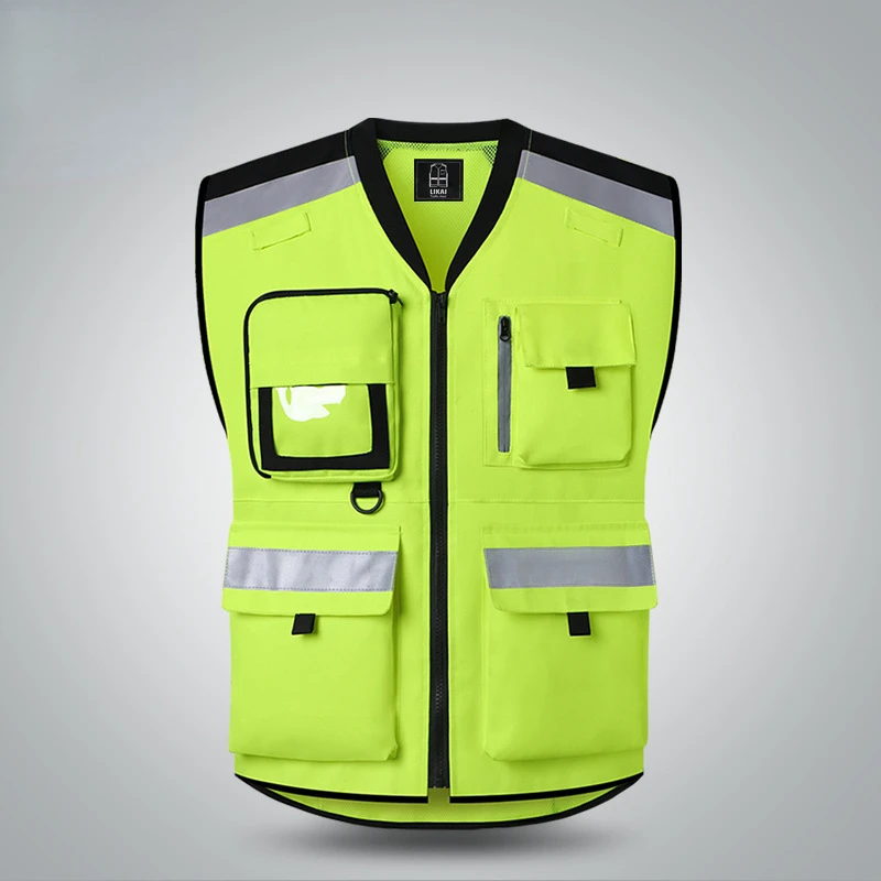 Motorcycle Reflective Clothing Safety Vest with Multi Pockets Protective Device Traffic Facilities For Racing Running Sports