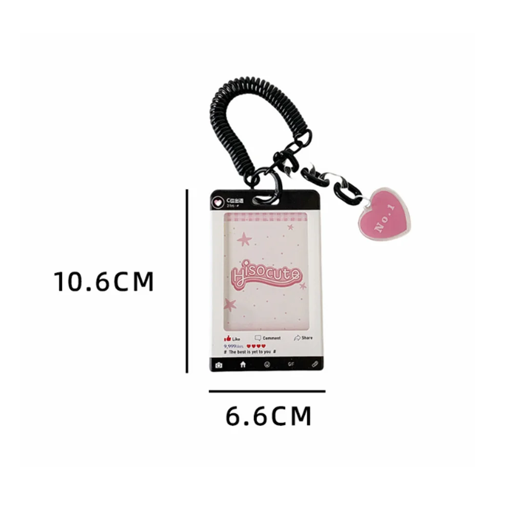 Simpatico portacarte a forma di cuore elastico, custodia trasparente da 3 pollici per tasca per carte scolastiche per badge identificativo