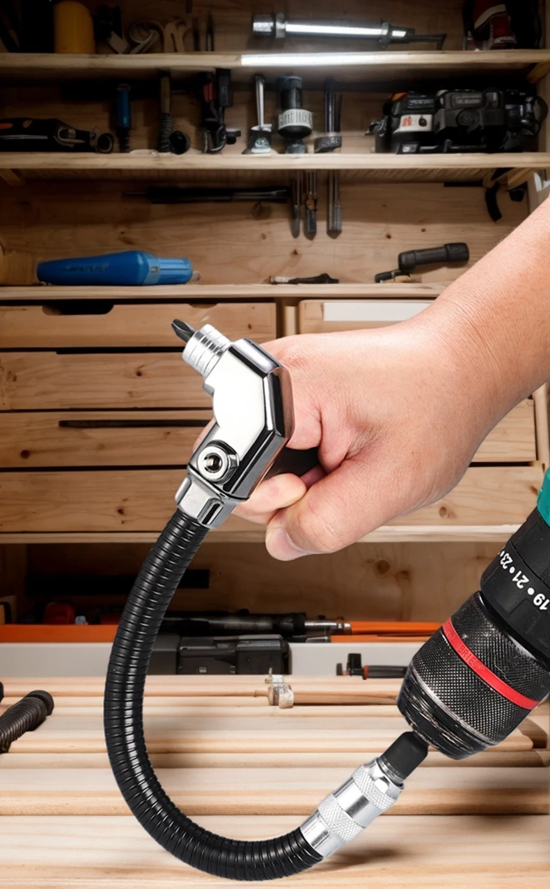

90 105 Degree Angle Corner Adapter for Electric Screwdriver, Flexible Shaft Elbow Tool for Tight Space Hardware Work