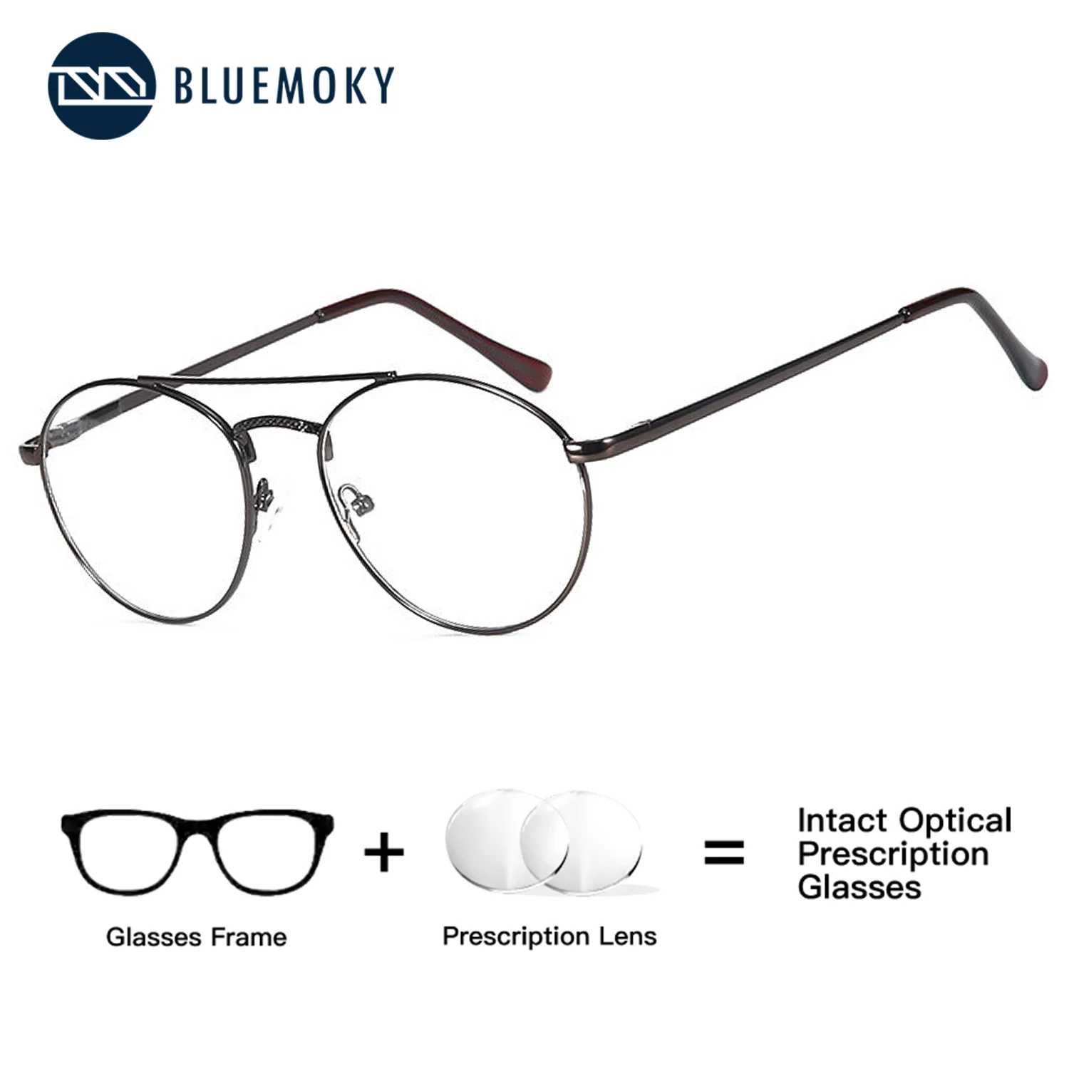 

BLUEMOKY 2025 Pilot Prescription Glasses,Men's and Women's Optical Lenses with Recipe,Progressive Multifocal, Blue Light Glasses