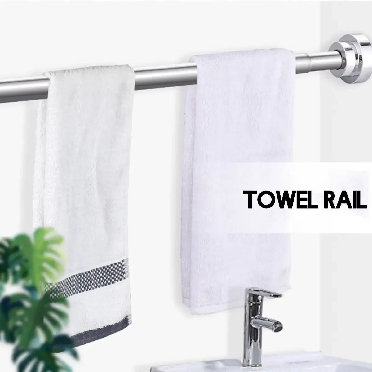 60CM-150CM Adjustable Shower Curtain Rod Stainless Steel Curtain Pole Spring Tension Rod Rail for Clothes / Towels / Curtains