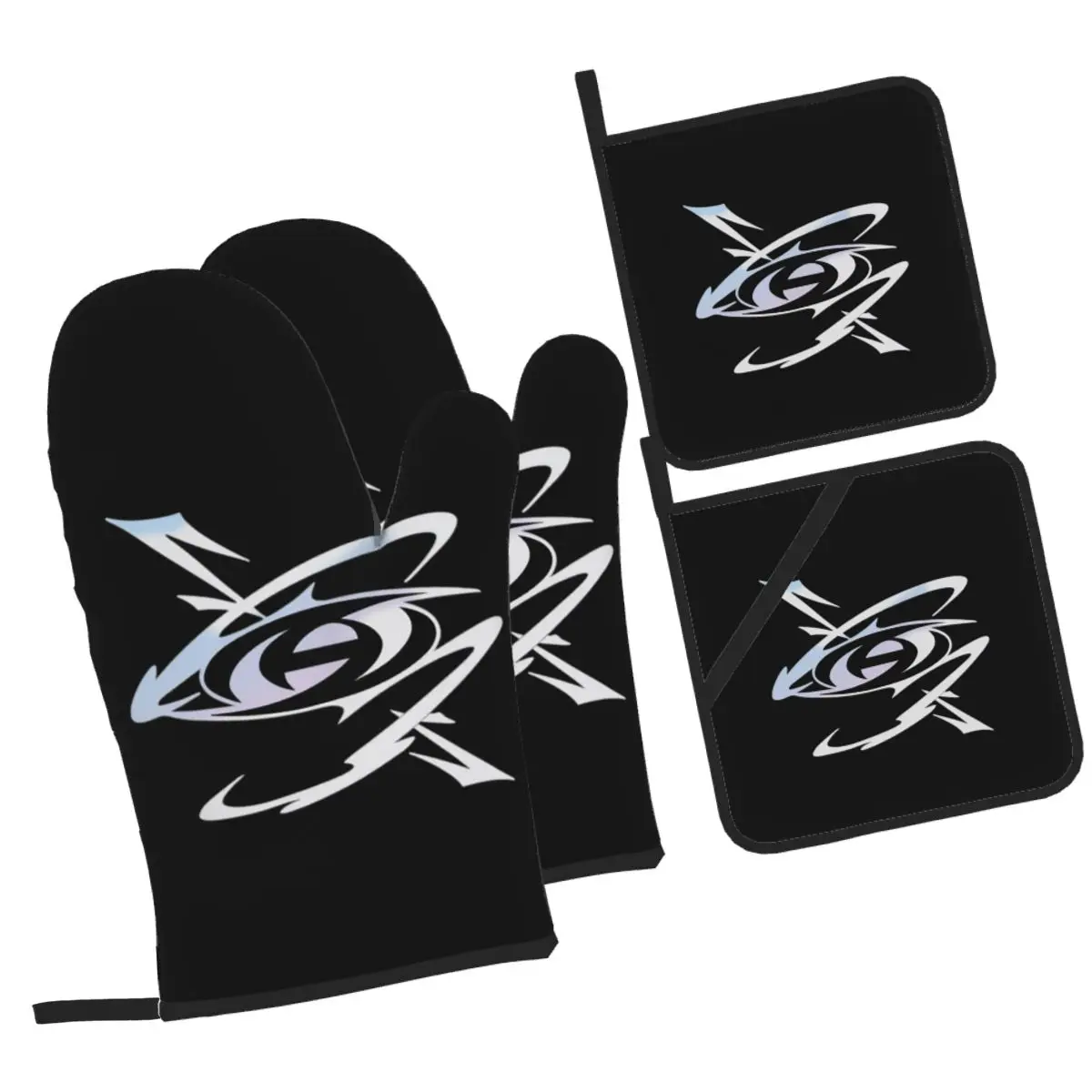 Kpop ATEEZs Logo A TEEnager Zs Oven Mitts and Pot Holder Sets of 4 for Baking Kitchen Cooking Grilling Resistant Non-Slip Gloves