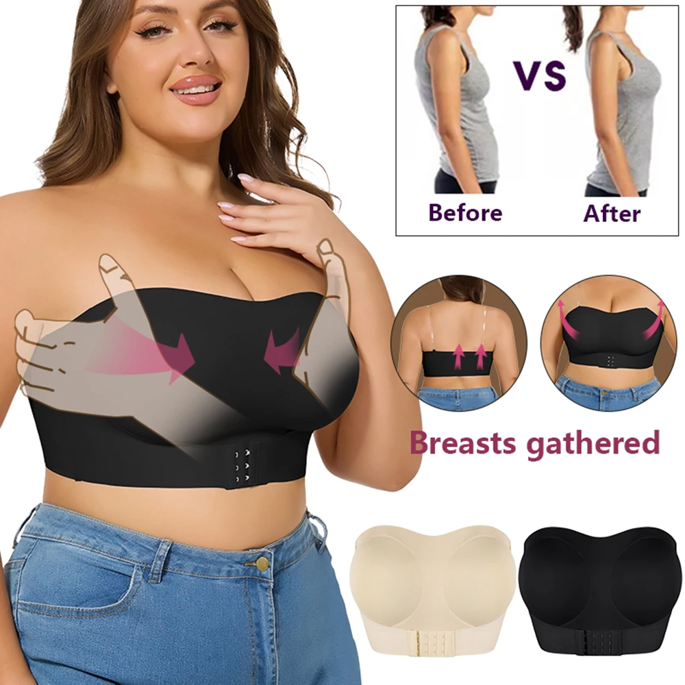 XL-4XL Women's Sexy Push-up Bra Wireless Lingeries Breathable Non-slip Bra with Removable Straps Pus