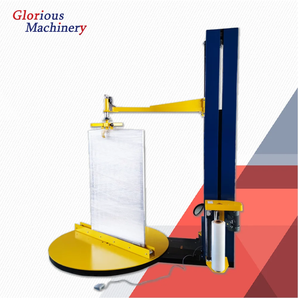 Stretch Film Wrap Packaging Machine for Pallet Wrapping and Door Wrapping with Big Wooden Box