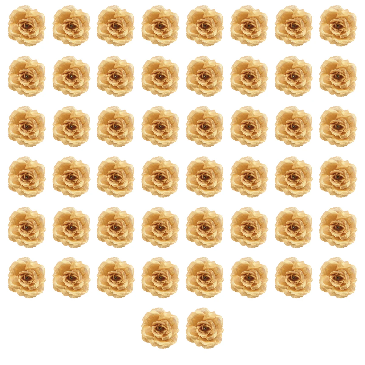 رؤوس زهرة الورد الحريرية F-3C، 50 قطعة لتزيين ألبوم ملابس القبعة، ديكور الزفاف (ذهبي)