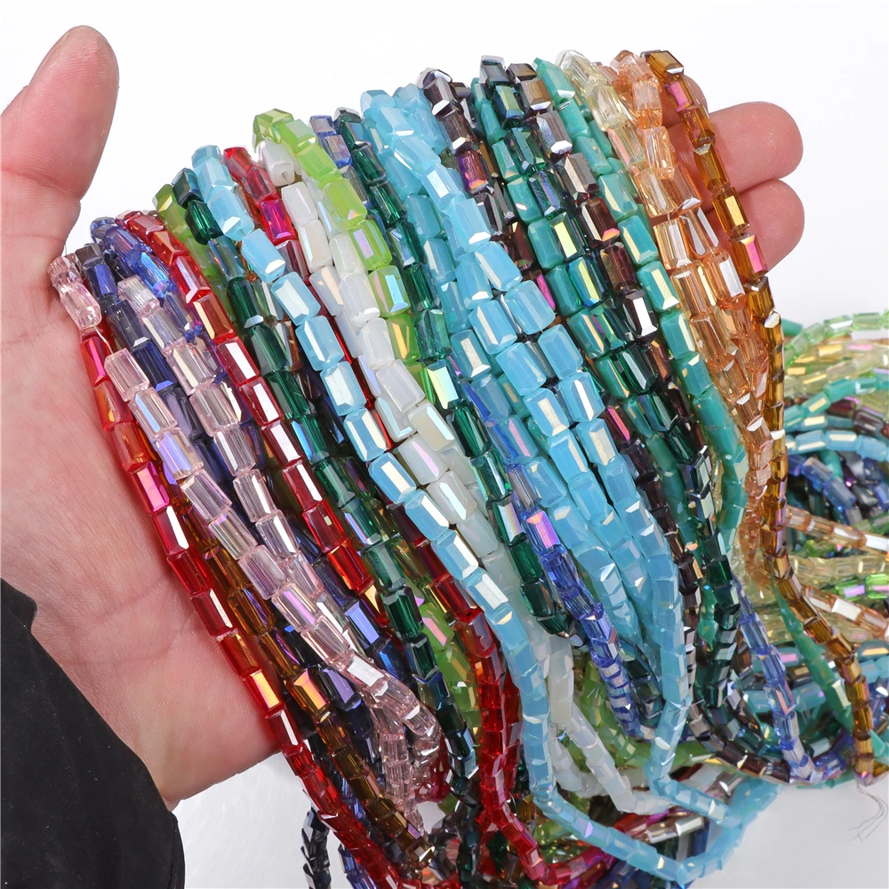 4x8mm Rectangle Austrian Crystal Beads AB Colorful Glass Loose Beads for  Jewelry Making Bracelet DIY Nail Art Decoration