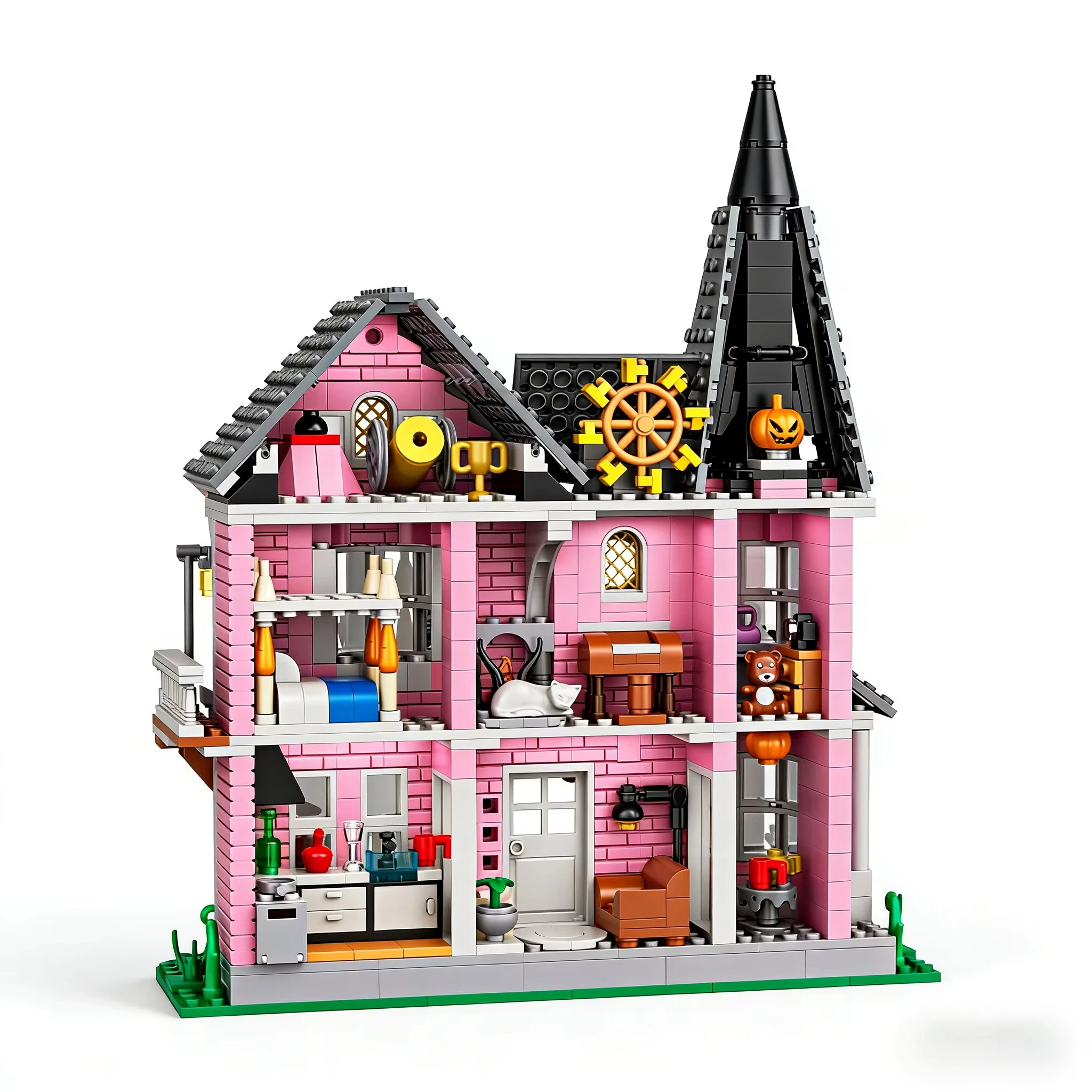 Coraline‘s Iconic Pink Palace Building Blocks Set,Fantasy Haunted House Model for Display,Unique Collector’s Gift for Movie Fans view 4