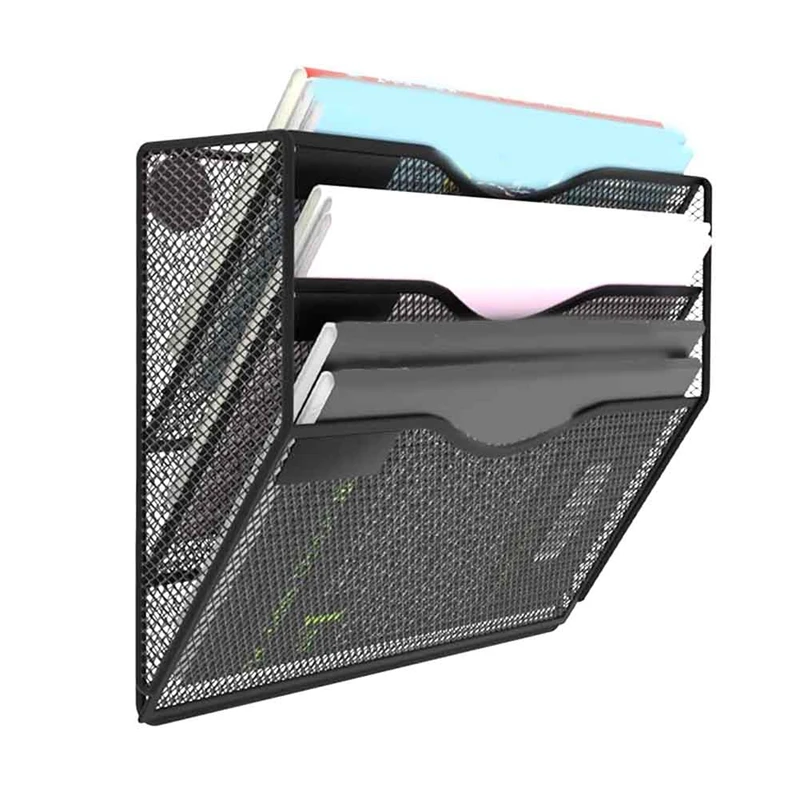 3-х уровневый магнитный держатель для файлов без сверления, без монтажа, органайзер для журналов, шкафы, папка для почты, металлическая для холодильника, офиса