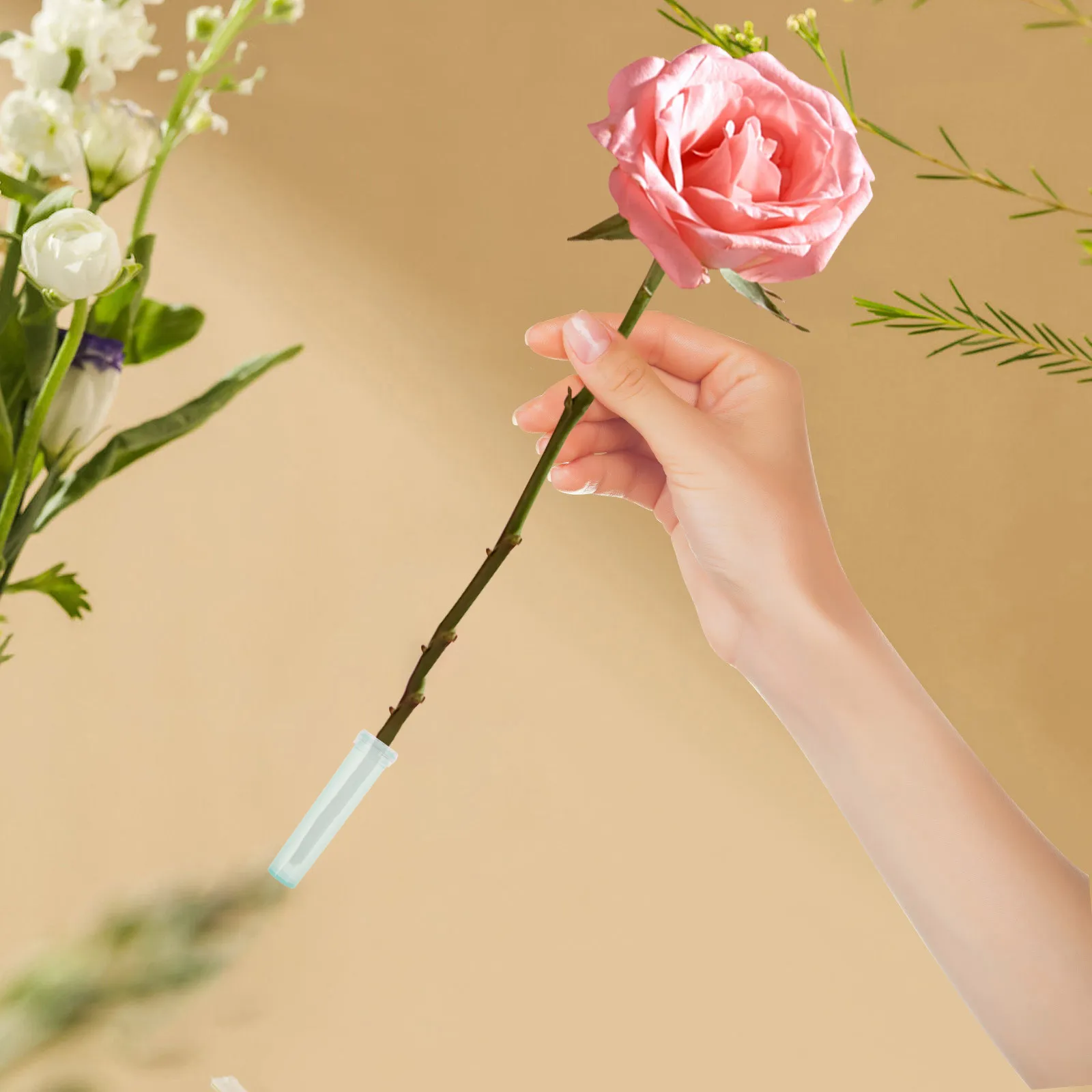 

100Pcs Green Floral Tubes Compact Lightweight Flower Stem Water Tubes for Roses Hydration Vials Florist Essentials Flower