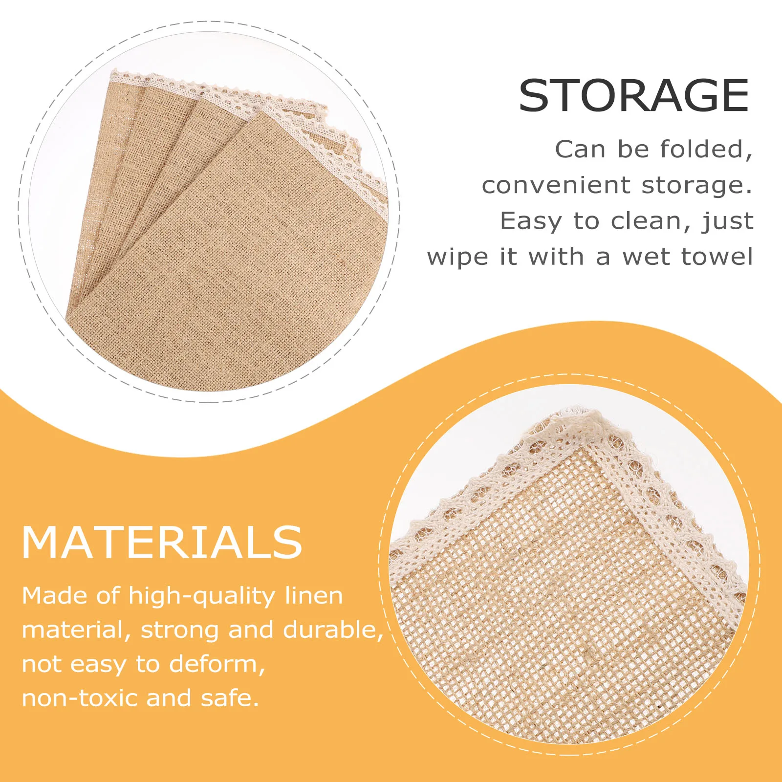 

4pcs Linen Table Mats Heat Insulation Placemats Non-Skid Washable Home Decor Coasters For Cups Plates Bottles Lace Place Mat