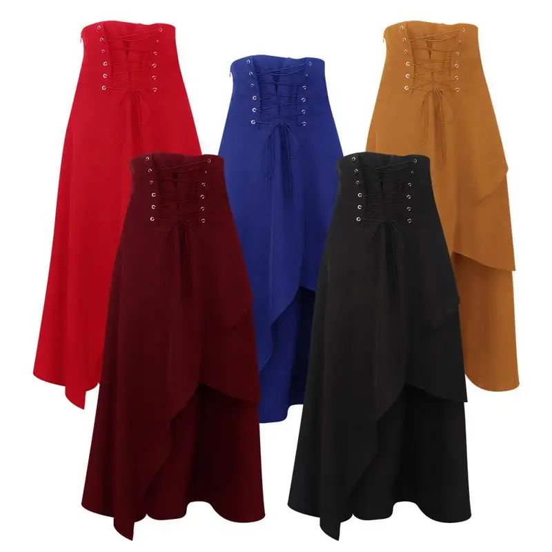 

High Waist Irregular Gothic Half Skirt Halloween 5 Colors Long Skirt Women's Specialty Fashion Skirts Autumn Season