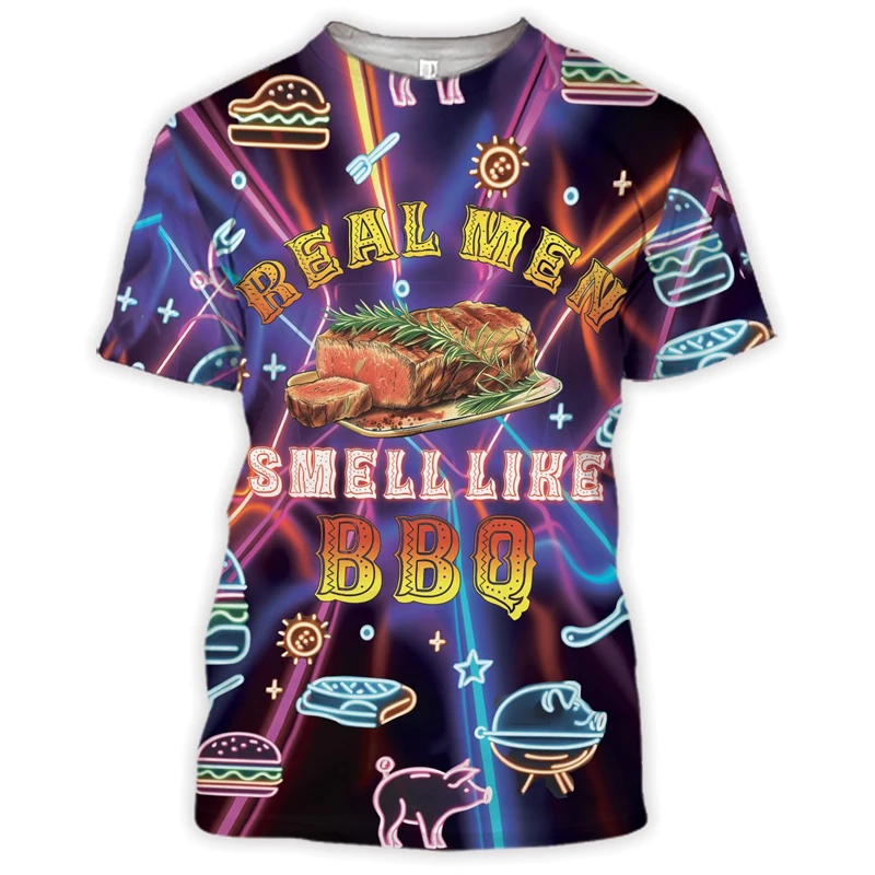 Grill Party Graphic T Shirts Barbecue Pork T Shirt For Men Clothes Picnic BBQ T-Shirt Grilling Hamburger Tshirt Unisex Tee Tops