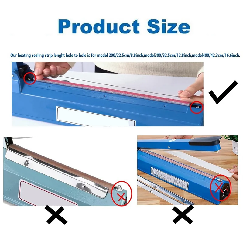 Impulse Sealer Replacement Parts 16 Inch-3 Mm Heat Seal Strips PTFE Tapes Sealer Replacement Parts Accessories Elements 6 Pack-B