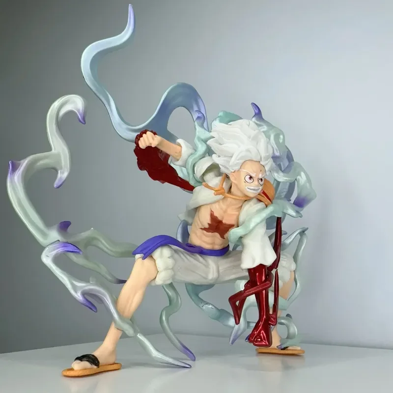 One Piece Nika Ruffy Five Gear Flame Actionfigur – Anime-Sammelmodell, Spielzeug, Kampfhaltung, Zubehör für Sammler