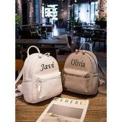 Mochila personalizada con relieve de PU para mujer, bolso de moda Lingge, gran capacidad