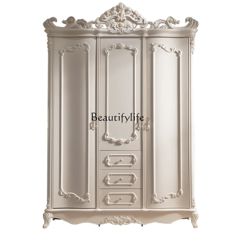 

European solid wood wardrobe bedroom three door locker