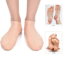 Calcetines de Gel de silicona para el cuidado de los pies, calcetín hidratante de longitud completa de 3 tamaños, Protector de talón agrietado para uso doméstico en Spa, cuidado de la piel