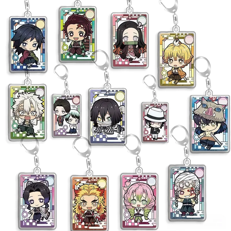 Llavero de acrílico de 5 cm con diseño de dibujos animados de Demon Slayer: Kimetsu no Yaiba, con personajes de Kamado Nezuko, Tomioka Giyuu, Tamayo y Yushiro, hecho a mano, ideal como regalo.