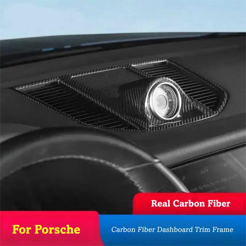 For Porsche Macan Real Carbon Fiber Center Console Gauge Compass Bezel Overlay Trim Ring Car Interior Mod Accessories