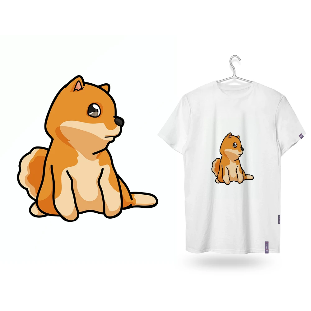 Bonito Shiba Inu Ferro em Patches para Roupas, Dtf Transferências, Pronto para Imprensa Camisas, Transferência, DIY Vestuário, Costura Artes