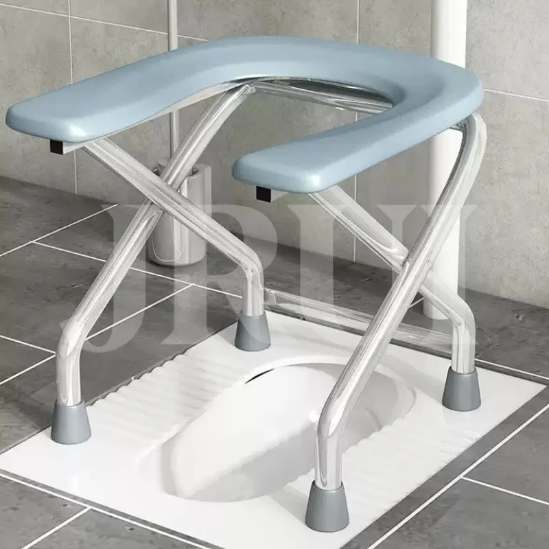Folding stainless steel toilet stool U design Pregnant women and the elderly non-slip bathroom chair