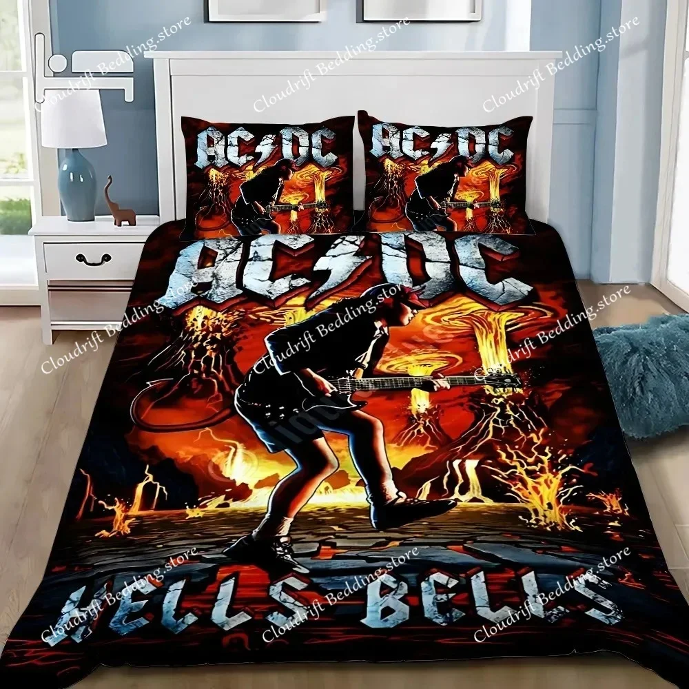 

Fashion AC/DC Rock Band Duvet Cover Pillowcase Bedding Set Adult Boy Girl Bedroom Decoration Single Double Large Size026
