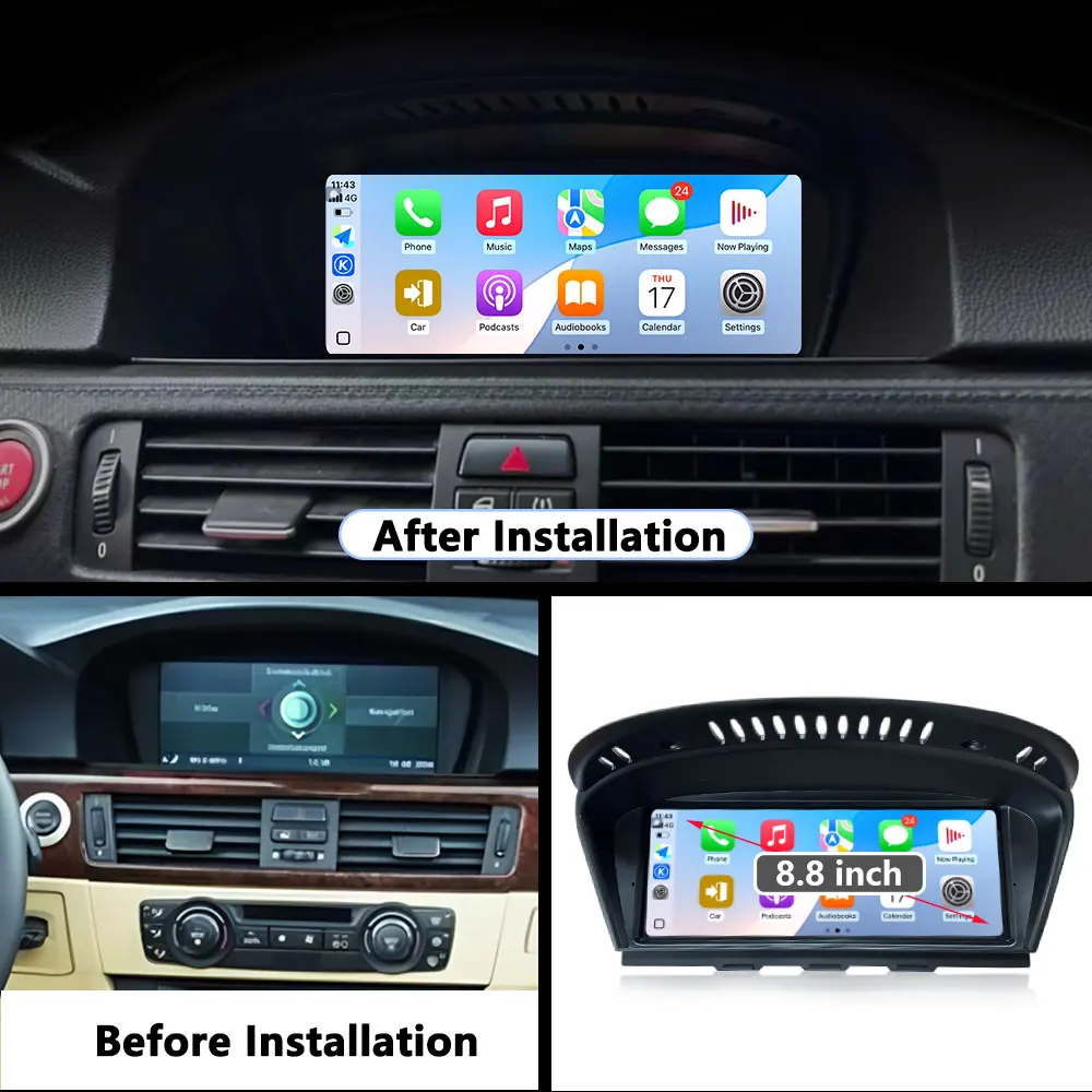 Android For BMW 5 /3 Series E60 E61 E62 E63 E90 E91 E92 E93 CIC CCC System Wireless Carplay GPS BT DSP Stereo Screen Accessories view 6