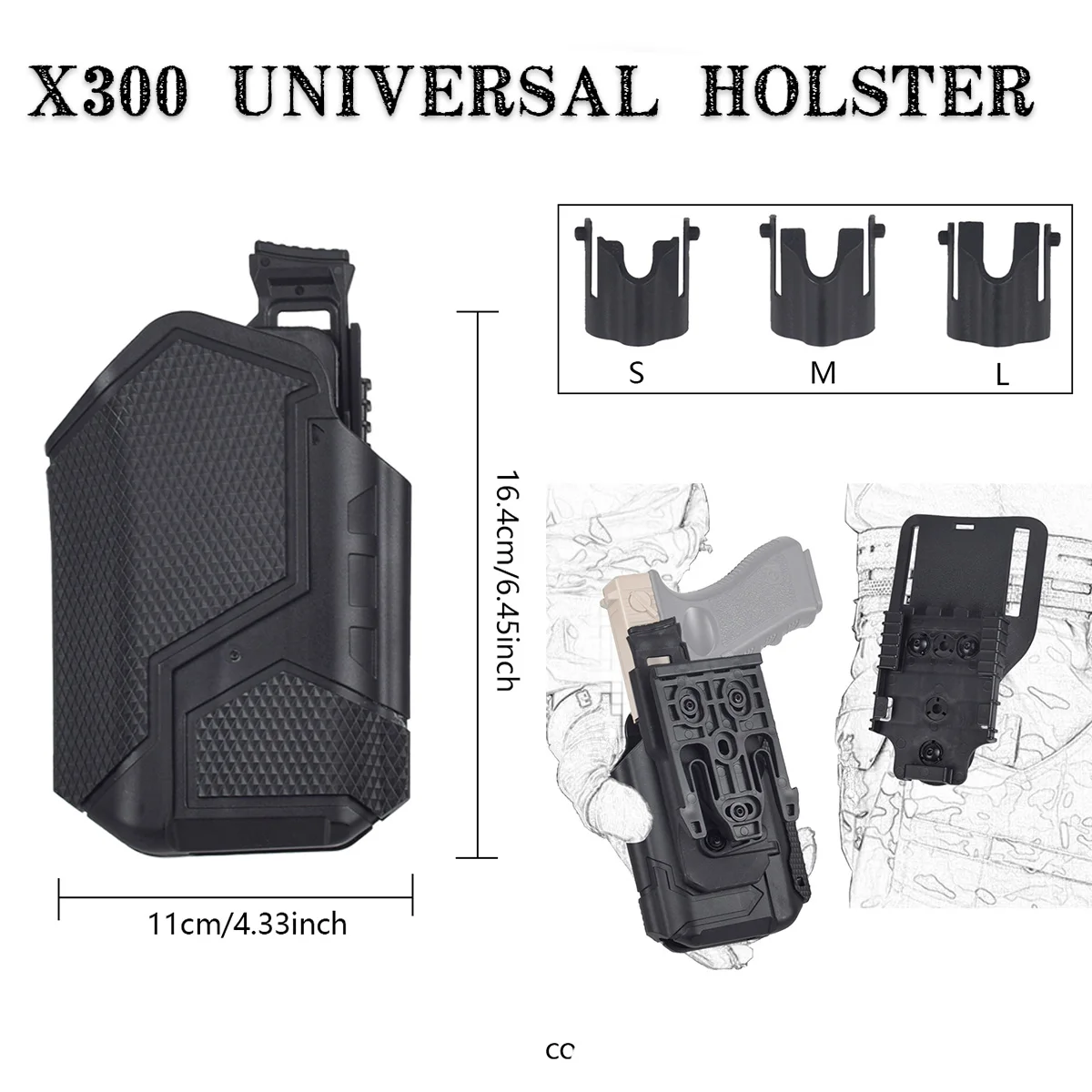 Tactical Kydex Holster Lightweight 9mm .40 For GLOCK 17 19 22 23 34 35 45 Surefire X300U X300 Ultra Flashlight Hunting Holster