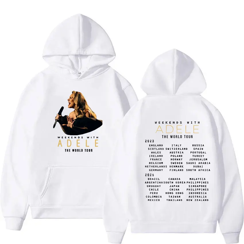 Adele Munich Tour 2024 Album Hoodie Man Women's Vintage Harajuku Oversized Sweatshirt Casual Fashion Pullover Hoodies Streetwear