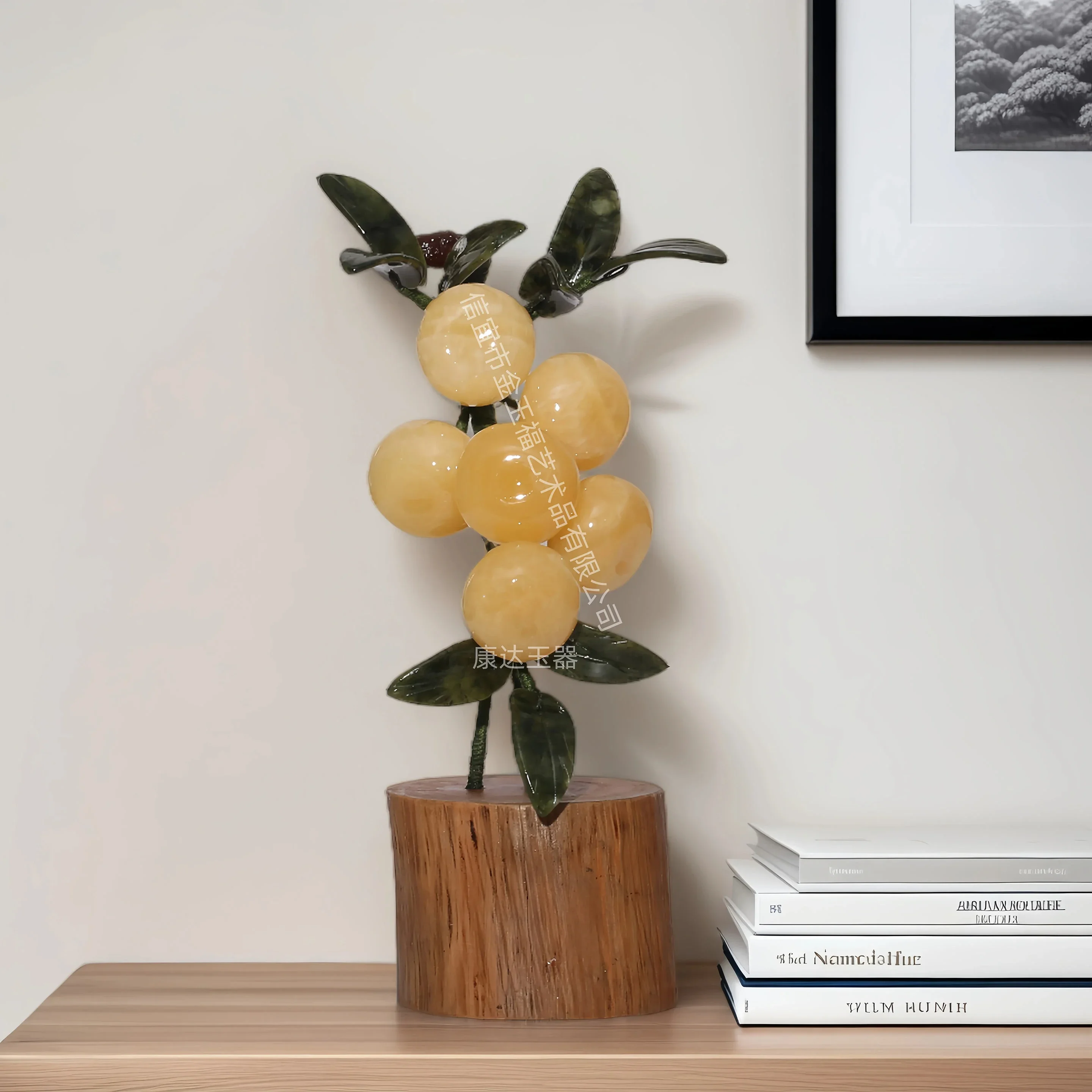 Natural yellow jade orange ornaments, lychee handicrafts,living room entrance hall home decorations,gifts,creative jade articles
