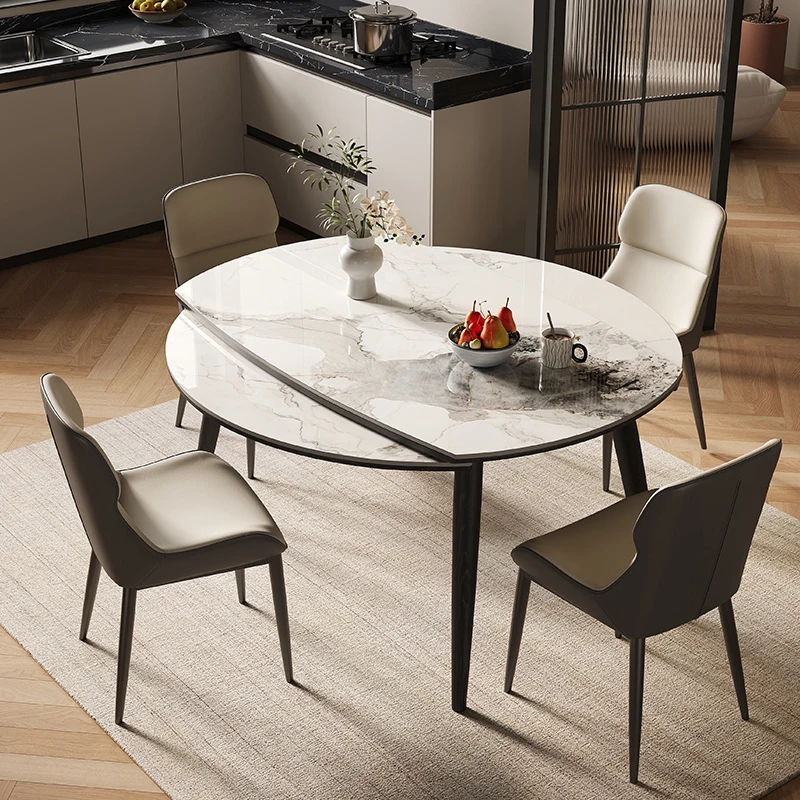 

Italy Extension Mechanism Dining Table Extenable Luxury Room Sets Folding Dining Table Side Multifunctional Comedor Furniture