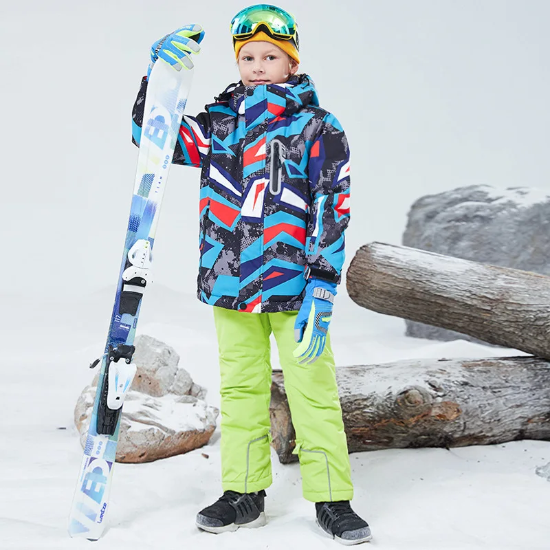 -30℃ Boy girl skiing suit waterproof 5 6 7 8 9 10 11 12 13 14 15 year old children's snow clothing Warm snowboarding Coat pant