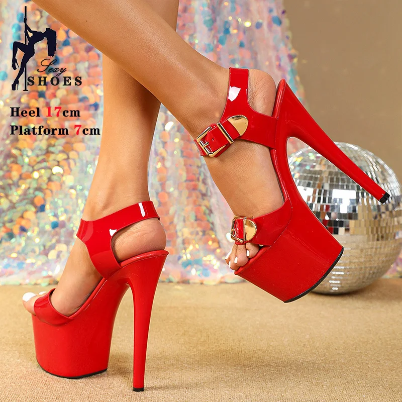 New 17CM Elegant Women Shoes Platform High Heeled Sandal Woman Buckle Fashion Trendy Women\'s Design Shoes Party 2024 Large Size