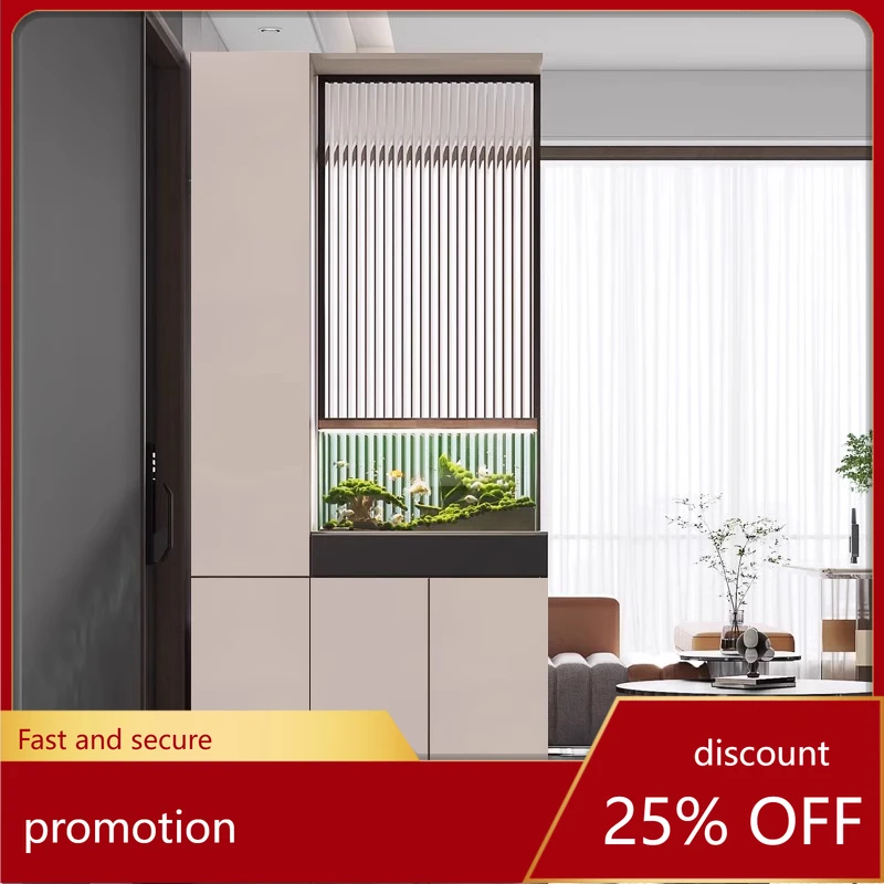 

CZ entrance shoe cabinet solid wood integrated door living room glass partition screen storage wine cabinet