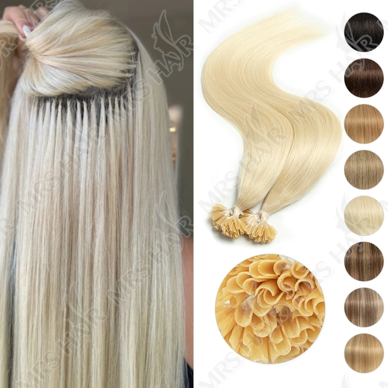 Estensioni dei capelli Fusion con punta a U Estensioni dei capelli umani reali naturali biondi Capsule per capelli alla cheratina da 1,5 cm 50 pezzi 30 g 40 g 50 g 12-24 pollici