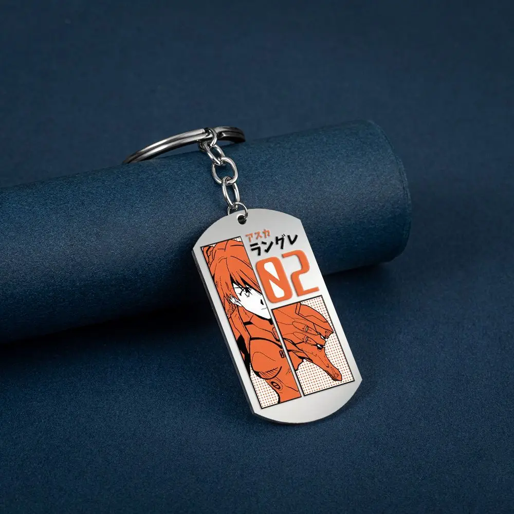 Japanese Anime Neon Genesis Evangelion Ikari Shinji Asuka Ayanami Rei Metal Pendant Keychain Bagpack Car Accessories Toy Gifts